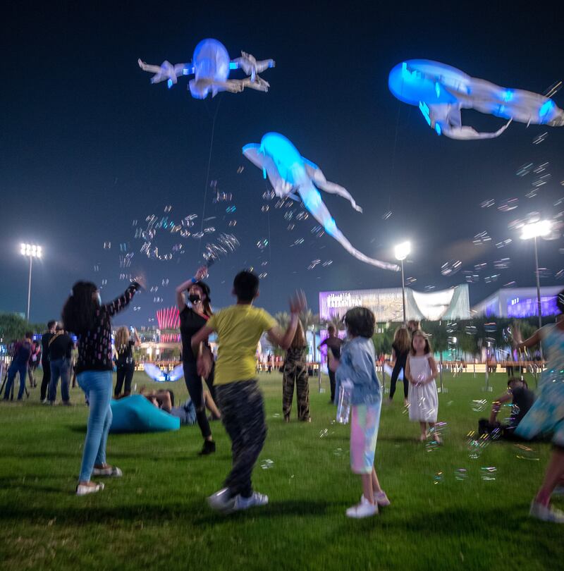 The seven-metre-tall creatures, which perform lively dances to music, are bringing the Expo 2020 Dubai site to life. Victor Besa / The National