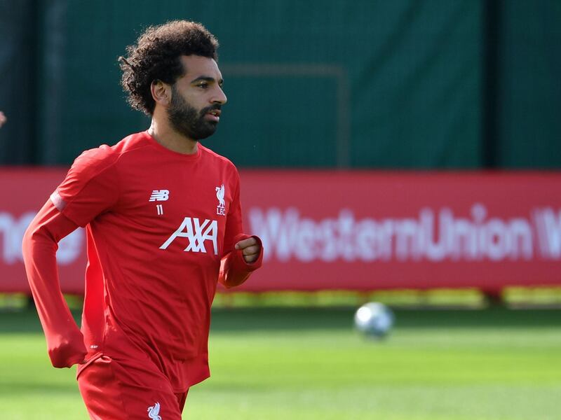 Liverpool's Egyptian forward Mohamed Salah takes part in a training session. AFP
