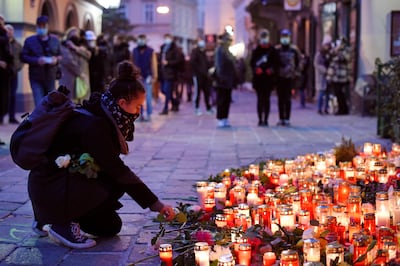 A memorial at the scene of Kujtim Fejzulai's deadly rampage in Vienna. Getty Images