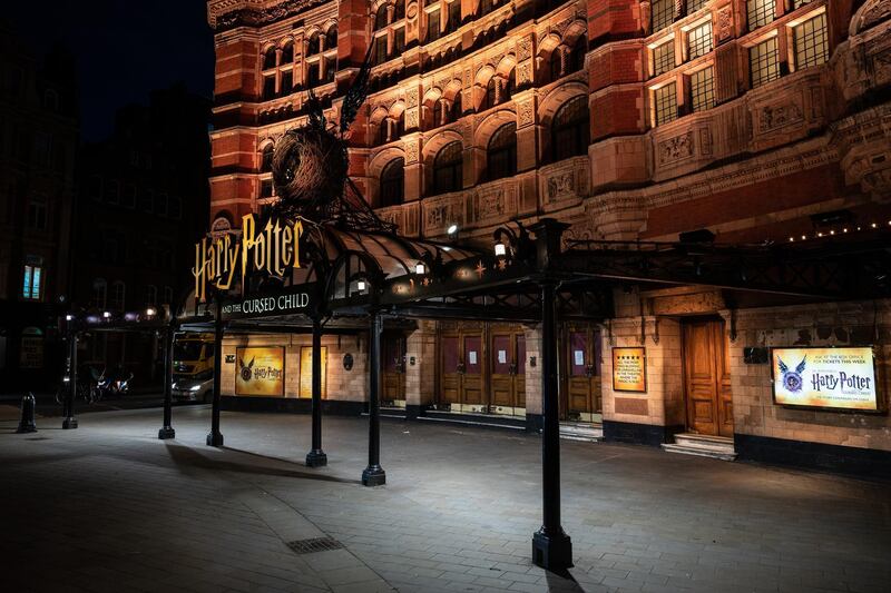 LONDON, ENGLAND - MARCH 17: The area around the Palace theatre remains deserted following the announcement of the suspension of many performances in the West End on March 17, 2020 in London, England. Boris Johnson held the first of his public daily briefing on the Coronavirus outbreak yesterday and told the public to avoid theatres, going to the pub and work from home where possible. The number of people infected with COVID-19 in the UK reached 1500 today with 36 deaths. (Photo by Leon Neal/Getty Images)