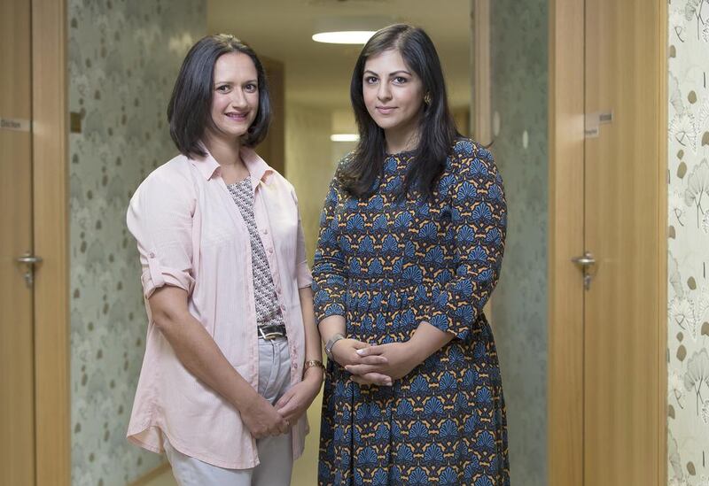 Anne-Marie D’mello, a registered nurse, and Dr Fareeha Sadiq, consultant child and adolescent psychiatrist, at the Camali Clinic for Child and Adolescent Mental Health. Antonie Robertson / The National