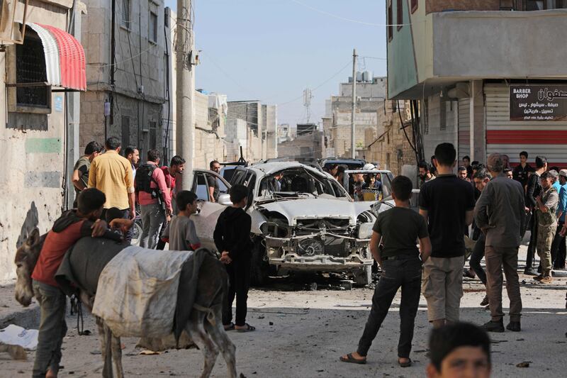 The aftermath of a car bombing in Al Bab, a town in northern Syria held by rebel factions supported by Turkey.  AFP