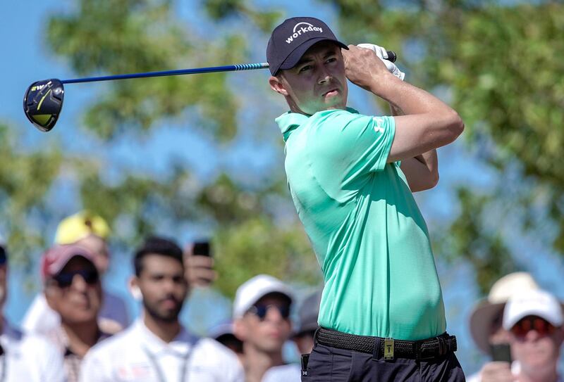 Abu Dhabi, United Arab Emirates, January 18, 2020.  2020 Abu Dhabi HSBC Championship.  Round 3.
Matthew Fitzpatrick tees off on the second tee.
Victor Besa / The National
Section:  SP
Reporter:  Paul Radley and John McAuley