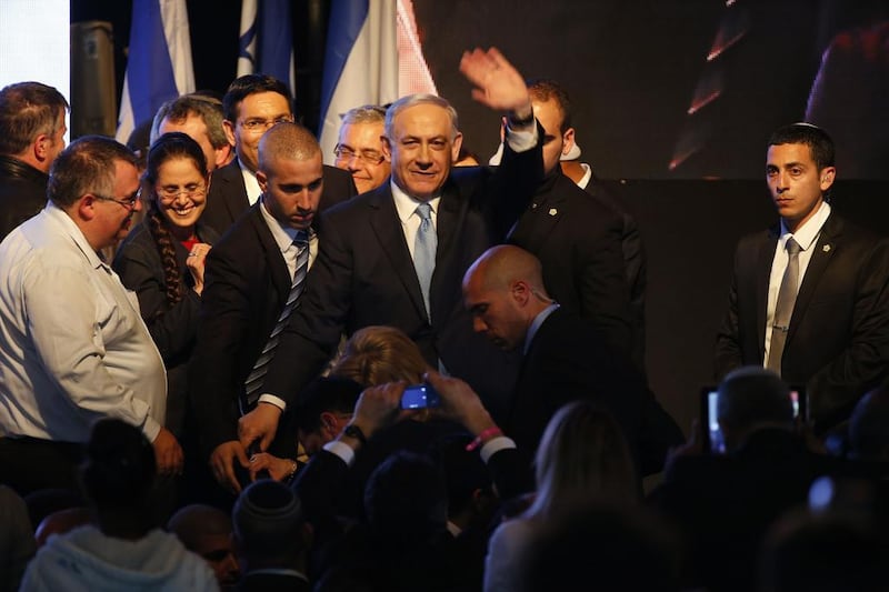 Israeli prime minister Benjamin Netanyahu claimed a big victory in elections on Wednesday despite exit polls showing he was neck-and-neck with his closest rival Isaac Herzog Jack Guez/ AFP Photo