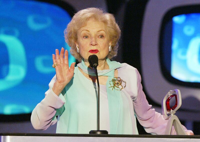 Betty White speaks on stage at the TV Land Awards held at The Hollywood Palladium, March 7, 2004. AFP