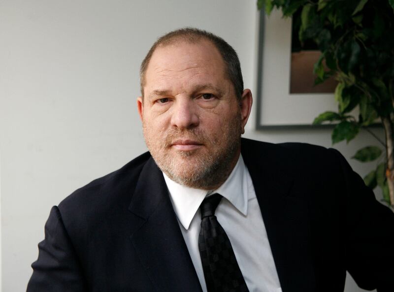 FILE - In this Nov. 23, 2011 file photo, producer Harvey Weinstein, co-chairman of The Weinstein Company, appears during an interview in New York. Weinstein faces multiple allegations of sexual abuse and harassment from some of the biggest names in Hollywood. (AP Photo/John Carucci, File)