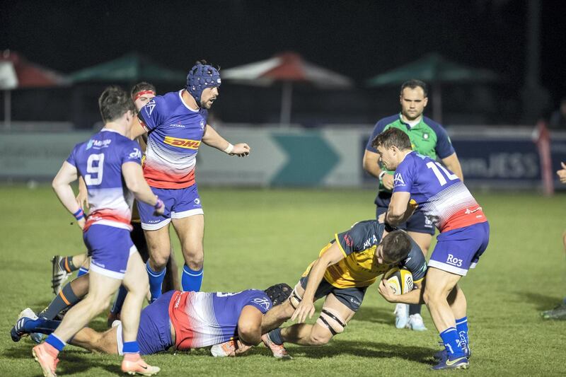 DUBAI, UNITED ARAB EMIRATES. 28 FEBRUARY 2020. Rugby league. West Asia Premiership: Dubai Hurricanes v Jebel Ali Dragons at the Sevens Rugby grpund. (Photo: Antonie Robertson/The National) Journalist: Paul Radley. Section: Sport. 
