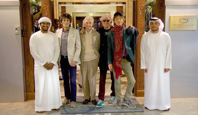 The Rolling Stones arrive in Abu Dhabi at Al Bateen's Executive Airport DhabiJet terminal on February 18, 2014. Photo: HK Strategies