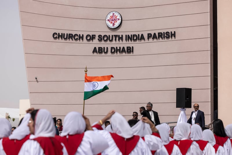 A new Protestant church in Abu Dhabi holds its first service. The Church of South India is the second place of worship to open near the Baps Hindu Temple in the capital’s Cultural District. All photos: Antonie Robertson / The National