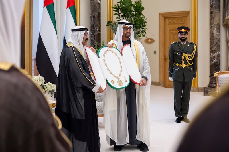 Sheikh Meshal visited Abu Dhabi on Tuesday on an official state visit. Ryan Carter / UAE Presidential Court