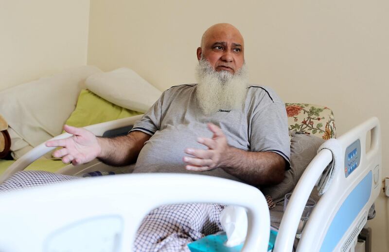 ABU DHABI,  UNITED ARAB EMIRATES , JUNE 17 – 2019 :- Mohammed Ishaq a player in the UAE's 1996 World Cup side, who is now wheelchair bound during the interview at his home in Abu Dhabi. He is on wheelchair since a car crash in 2009. ( Pawan Singh / The National ) For Sport. Story by Paul