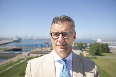 Joachim Coens, chief executive officer of the Port of Zeebrugge, poses for a photograph following an interview in Zeebrugge, Belgium, on Monday, May 7, 2018. With Brexit due in 10 months, Zeebrugge embodies the repeated warnings by the U.K.’s EU partners that its departure from the bloc is a lose-lose move by adding bureaucracy for businesses and costs for consumers. Photographer: Jasper Juinen/Bloomberg
