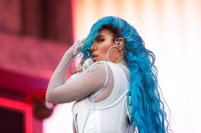 Karol G on stage at Coachella 2022 in California. EPA