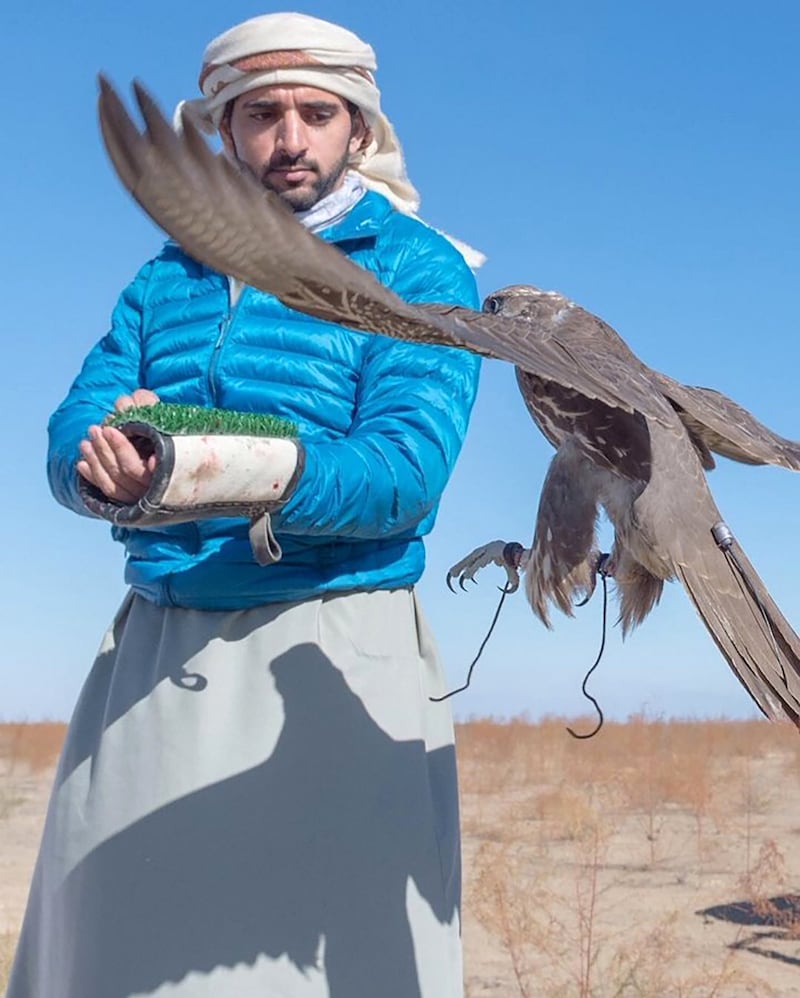 Sheikh Hamdan bin Mohammed, Crown Prince of Dubai, during a hunting trip in Uzbekistan. Photo: Twitter