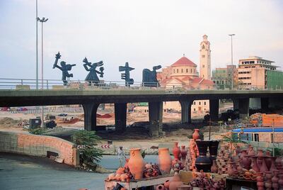 Installation view of 'The Archaic Procession', Nadim Karam's large-scale sculptures installed in Beirut's Central District (1997-2000). Courtesy of the artist