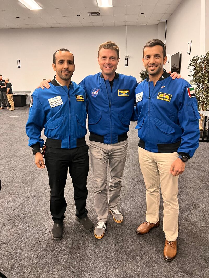 UAE astronauts with Nasa astronaut Reid Wiseman.