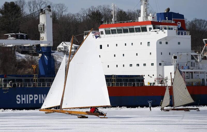 Ice sailors on the upper Hudson river are enjoying one of the best and longest seasons of sailing in recent memory. (Mike Segar / Reuters / March 7, 2014)