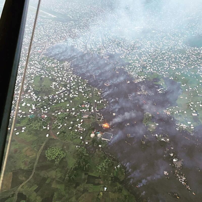 Aerial view shows the area affected by lava from the Mount Nyiragongo volcano eruption in Goma, Democratic Republic of Congo. Reuters