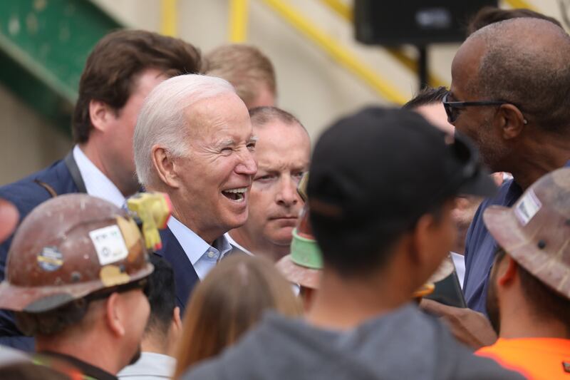 Mr Biden received a warm welcome while in the Golden State. EPA