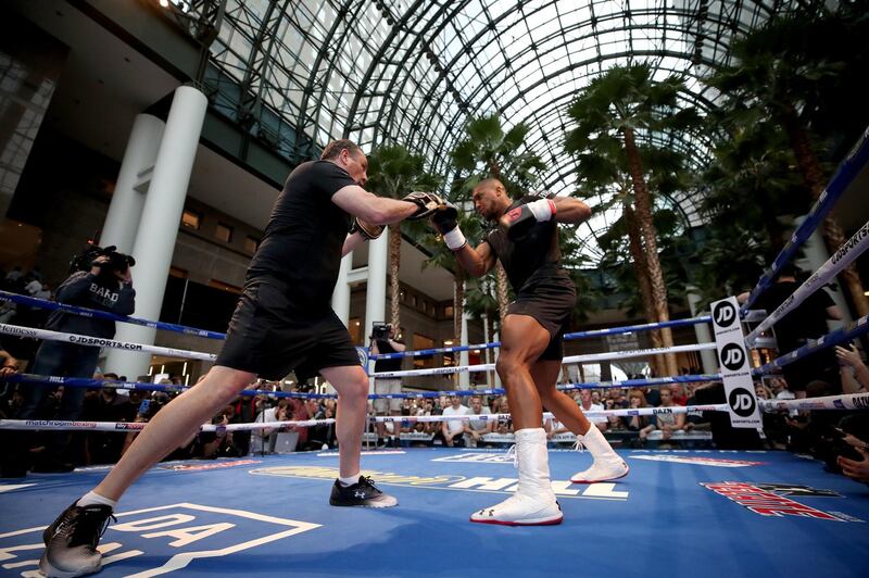 Anthony Joshua during the public work-out at Brookfield Place in New York ahead of his heavyweight world title fight with Andy Ruiz Jr. Press Association