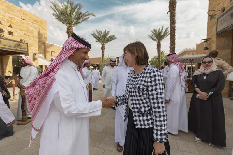 Saudi Minister of Tourism Ahmed Al Khateeb with Eva Descarrega, permanent delegate for Andorra to UN cultural agency Unesco.