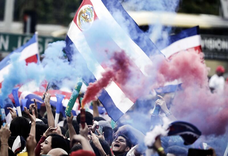 Costa Rican fans celebrate after their team qualified for the Qatar 2022 World Cup. EPA