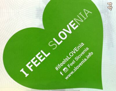 Instead of a stamp, Slovenia has a green heart-shaped sticker. Chris Whiteoak/The National