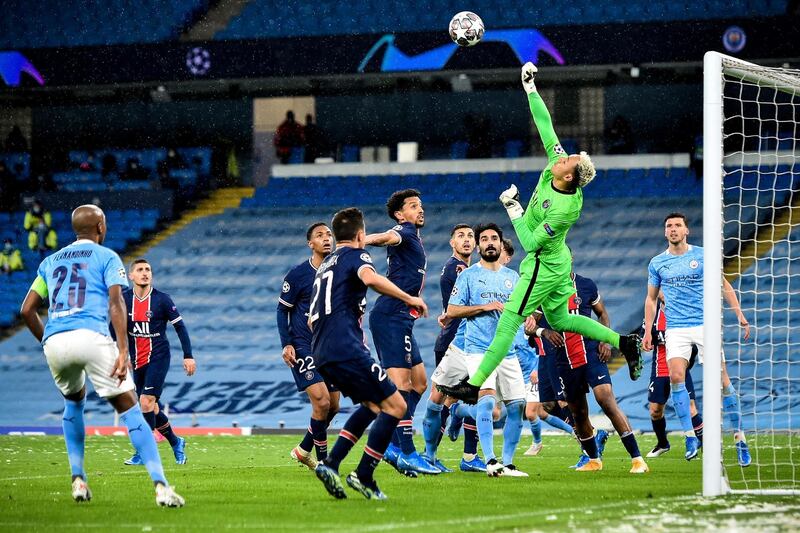 PSG RATINGS: Keylor Navas – 6. Kept out a shot from Mahrez with his legs from a similar position to which he was beaten when City took the lead. Dealt with a testing Foden shot at the start of the second half. EPA