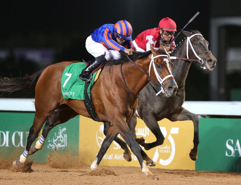 Horse racing - Saudi Cup - King Abdulaziz Racetrack, Riyadh, Saudi Arabia - February 29, 2020  Luis Saez wins the Saudi Cup on Maximum Security  REUTERS/Ahmed Yosri
