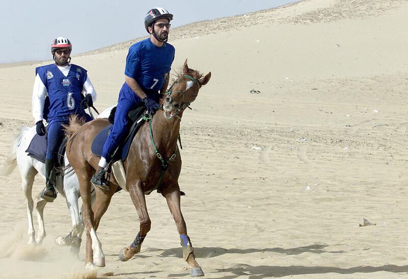 In April 2001, Sheikh Mohammed bin Rashid, who at the time was Crown Prince of Dubai and UAE Minister of Defence, took part in the second Al Ahram International Endurance Championship. All photos: AFP