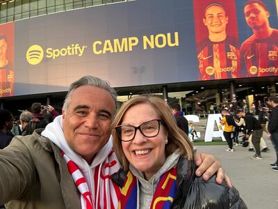 Girona fans Xavi and Monica Bautista attended the Liga game against Barcelona at Camp Nou. Photo: Andy Mitten