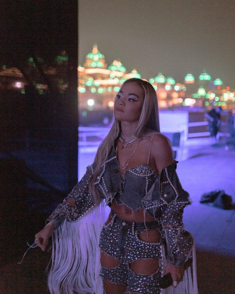 British singer and actress, Rita Ora, performed at the Wake Up Call Festival at W Dubai – The Palm, and headed to Cipriani for dinner afterwards. Instagram @ritaora