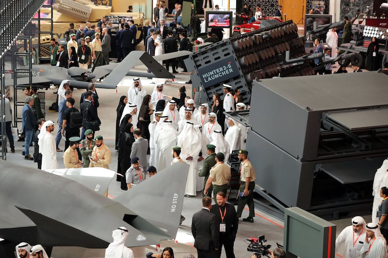 Visitors attend Idex, the defence expo, in Abu Dhabi