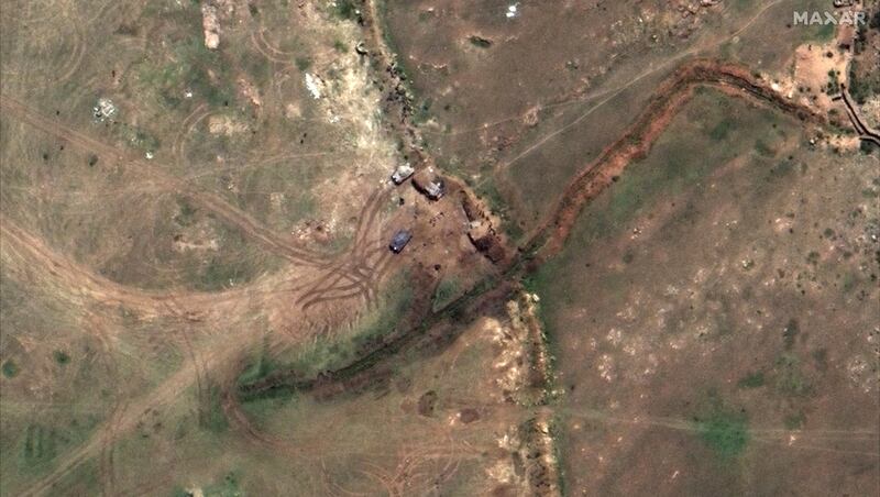 A satellite image shows the deployment of heavy weaponry in the town of Serha, Eritrea, near the border with Ethiopia's Tigray region. Reuters