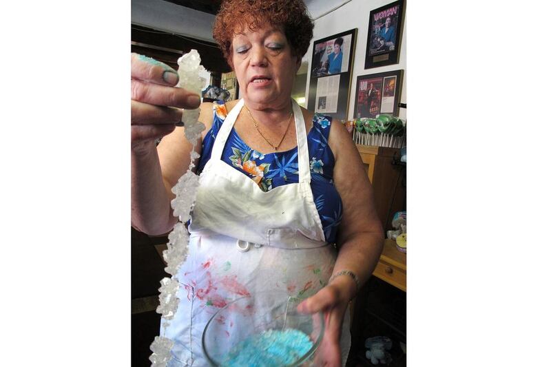 Debbie Ball of The Candy Lady store in Albuquerque displays her Breaking Bad sweets. Russell Contreras / AP Photo