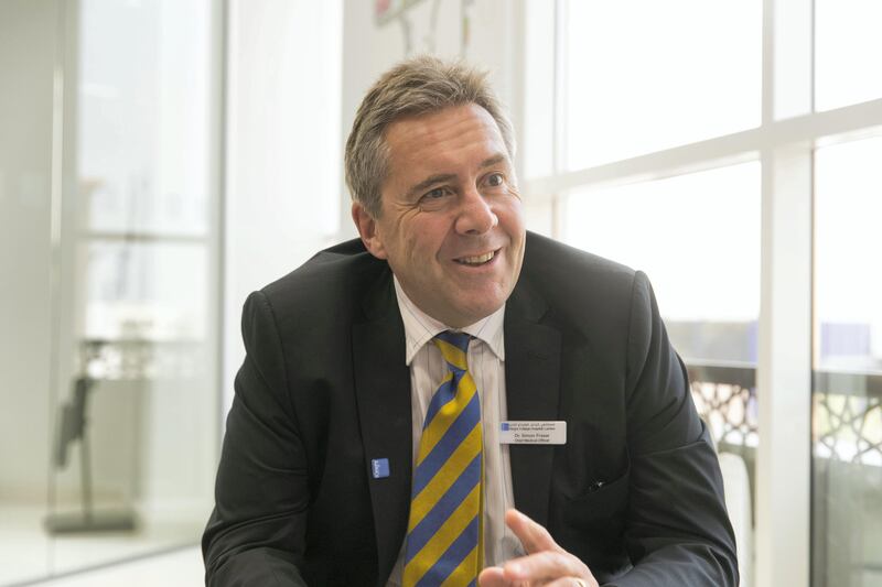 Dubai, United Arab Emirates, September 14, 2017:    Dr. Simon Fraser cheif medical officer of King's College Hospital UAE speaks during an interview after the official opening of King's College Hospital London in the Umm Suqeim area of Dubai on September 14, 2017. Christopher Pike / The National

Reporter: Nick Webster
Section: News