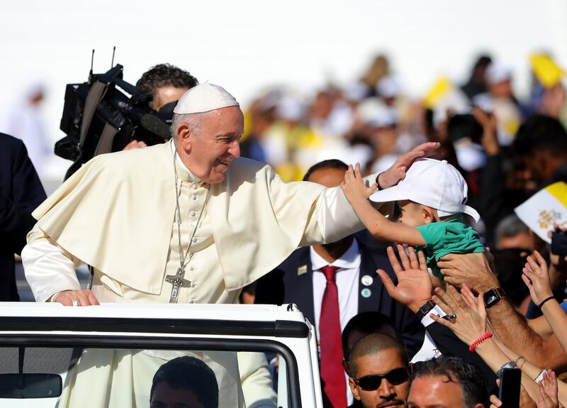 February 4 marks five years since Pope Francis arrived in the UAE, the first visit by the head of the Roman Catholic Church to the Arabian Gulf. Getty Images