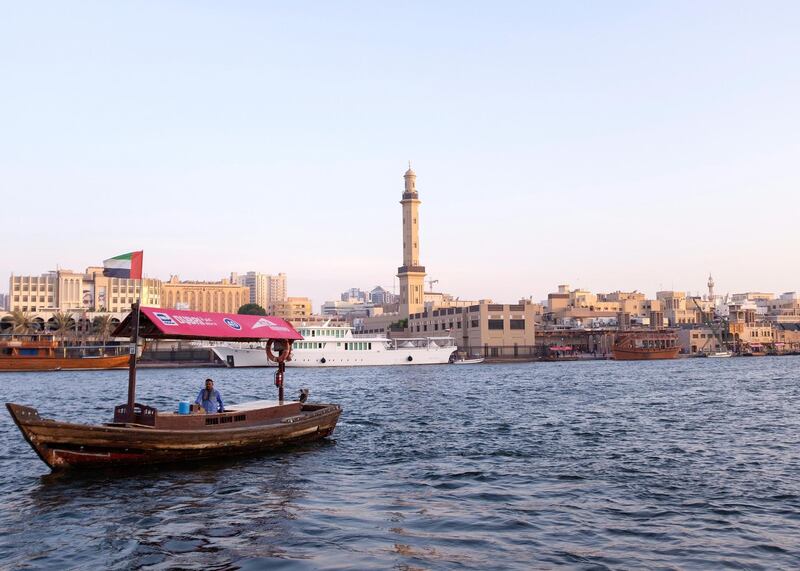 DUBAI, UNITED ARAB EMIRATES - JULY 10 2019.

Dhows unloading and loading items by Deira's Spice Market.

For many people, the creek (Khor) with its dhow moorings, abra water taxis, and souks is the very essence of the old city - the place where many things have started. 

For decades, Dubai Creek has been a hub of activity as traders bring in goods and sell their wares at the bustling markets nearby.


 
Photo by Reem Mohammed/The National)

Reporter: JOHN DENNEHY
Section: 