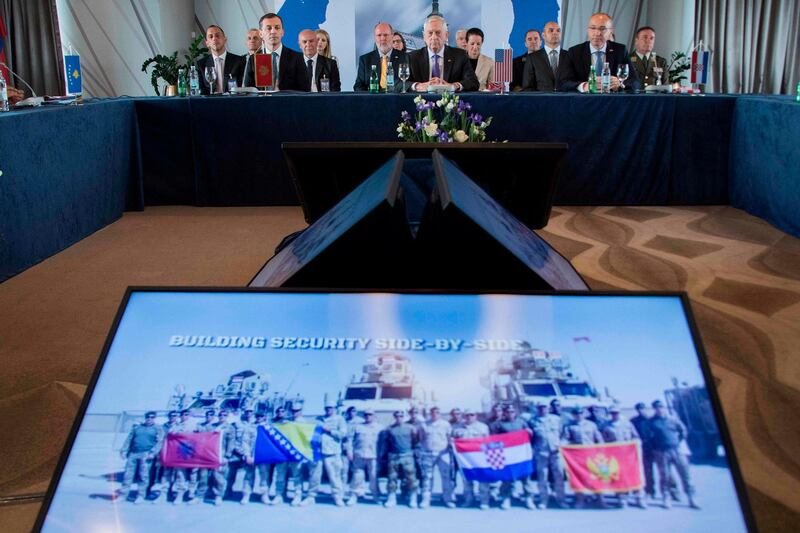 US secretary of defence James Mattis speaks during the Special US Adriatic charter defence ministerial meeting in Zagreb, Croatia.  Jim Watson / AFP