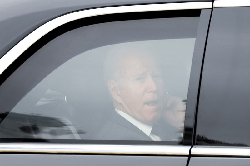 Joe Biden was driven to Westminster Abbey in his armoured car, known as The Beast. Reuters