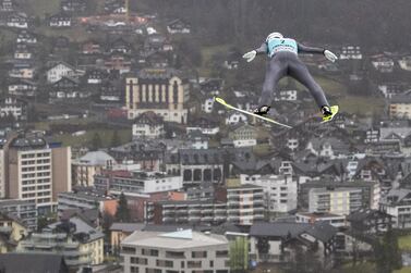 Andreas Schuler from Switzerland during qualification for the men's ski jumping World Cup event in Engelberg, Switzerland, on Sunday, December 22. EPA