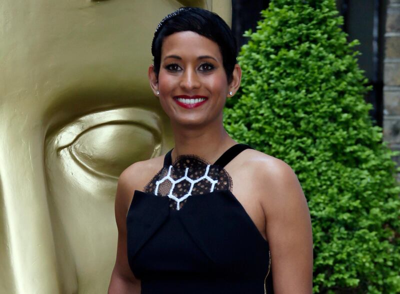 FILE - In this Sunday, April 23, 2017 file photo, TV Presenter Naga Munchetty poses for photographers upon arrival at the British Academy Television and Craft Awards in east London. The BBC is facing a backlash after finding one of its presenters in breach of its editorial guidelines on impartiality for comments that were critical of U.S. President Donald Trump. Journalists and celebrities are on Friday, Sept, 27, 2019 demanding the BBC overturn its decision, expressing support for BBC Breakfast anchor Naga Munchetty, who was discussing Trumpâ€™s remark on July 17 that four female American lawmakers should return to the â€œbroken and crime infested places from which they came.â€™â€™(Photo by Joel Ryan/Invision/AP, file)