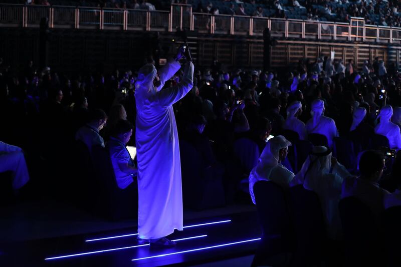 Dubai, United Arab Emirates - Reporter: Patrick Ryan: People watch the Arab Hope Makers initiative at the Coca Cola Arena. Thursday, February 20th, 2020. Coca Cola Arena, Dubai. Chris Whiteoak / The National