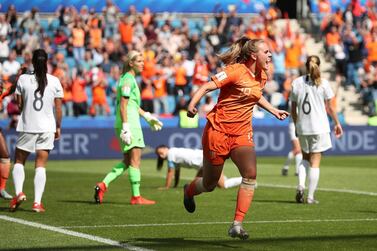 Jill Roord celebrates after scoring the decisive goal for the Netherlands against New Zealand. AP Photo