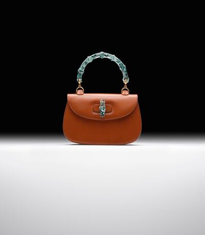 This Gucci Bamboo bag has been reimagined with a hand painted Murano glass handle. Photo: Christie's