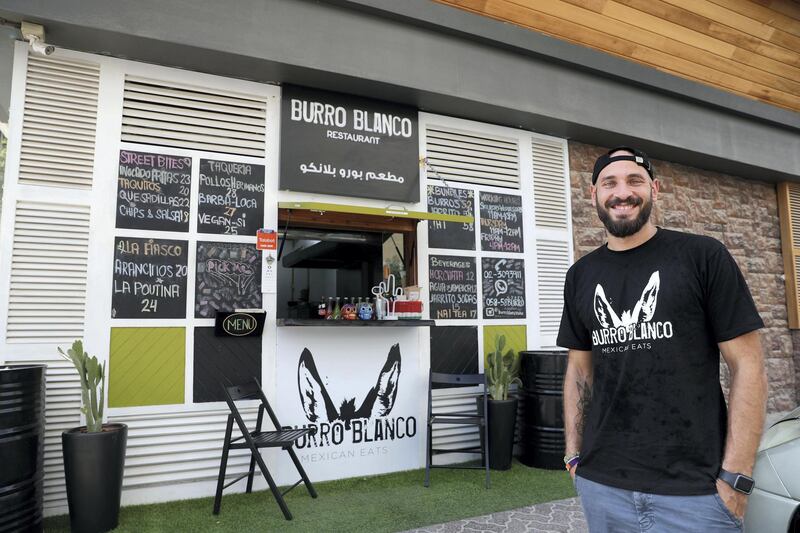 Abu Dhabi, United Arab Emirates - July 15, 2018: Owner Saied El Hakim. Hidden Gems story on Burro Blanco, a new Mexican eatery in Khalidiya. Sunday, July 15th, 2018 in Burro Blanco, Abu Dhabi. Chris Whiteoak / The National