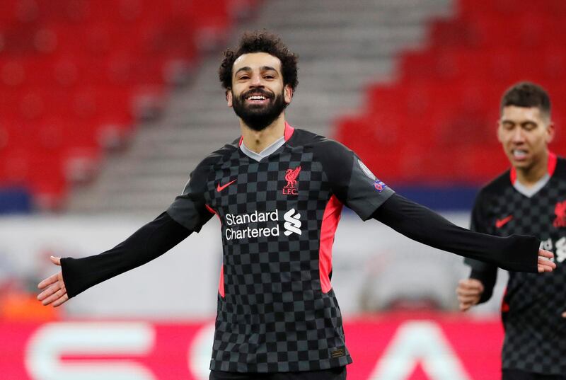 Salah celebrates his goal. Reuters