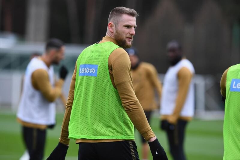 COMO, ITALY - MARCH 03:  Milan Skriniar of FC Internazionale looks on during FC Internazionale training session at Appiano Gentile on March 3, 2020 in Como, Italy.  (Photo by Claudio Villa - Inter/Inter via Getty Images)