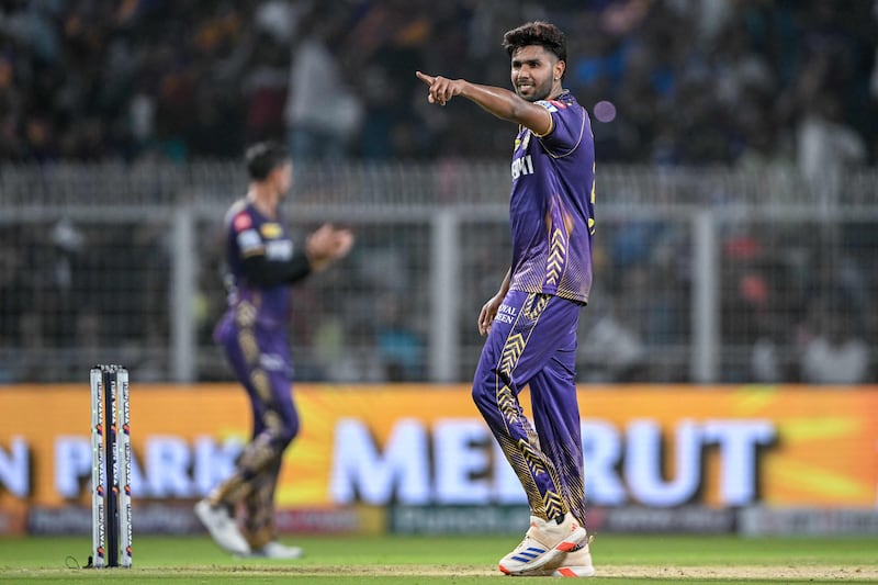 Kolkata Knight Riders' Harshit Rana bowled a brilliant final over to help his side to victory. AFP