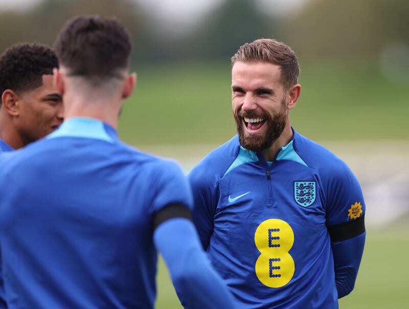 England's Jordan Henderson during training for the Nations League. Reuters